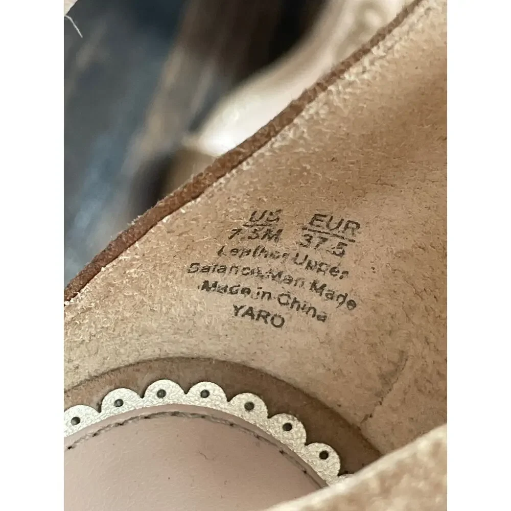 Sam Edelman Tan Suede Neutral Leather Block Heel Ankle Strap Sandals Size 7.5
